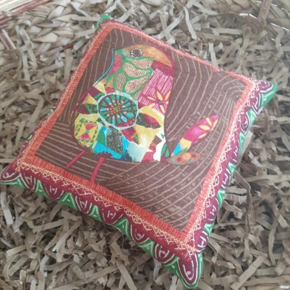 Pillow Mini Folk Art Boho Bird Handmade
